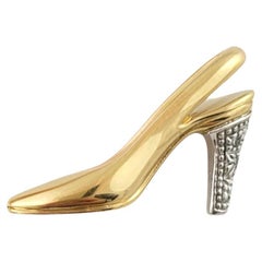 Vintage 4k Yellow Gold Diamond High Heel Stiletto Pendant