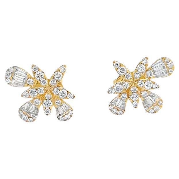 Borchie a fiore in oro giallo 14K in vendita