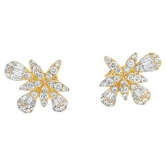 Pendientes florales de oro amarillo de 14 quilates