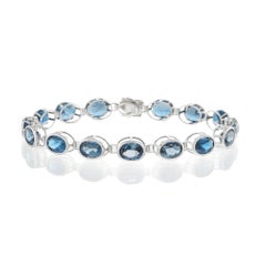 4KT White Gold Oval London Blue Topaz Bracelet