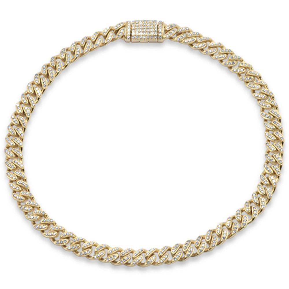 0.71ct Micro Pave Diamond Cuban Link 14K Yellow Gold 7gm Bracelet In New Condition In LA, CA