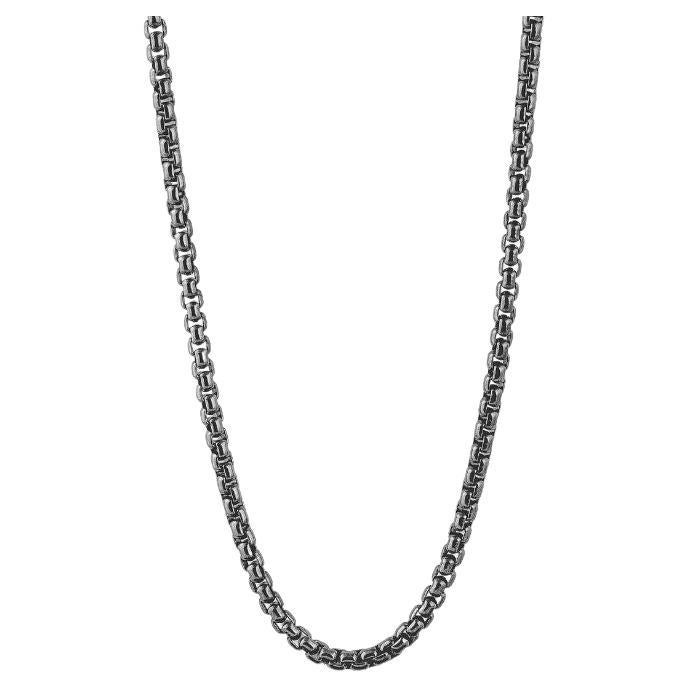 Box Chain in Black Rhodium Plated Sterling Silver, Size S For Sale