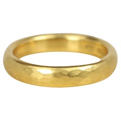 4mm Comfort Fit Hammered Wedding Band in 22K Yellow Gold