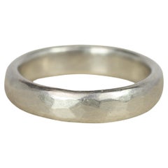 4mm Comfort Fit Platinum Wedding Band Hammered Matte Finish Handcrafted