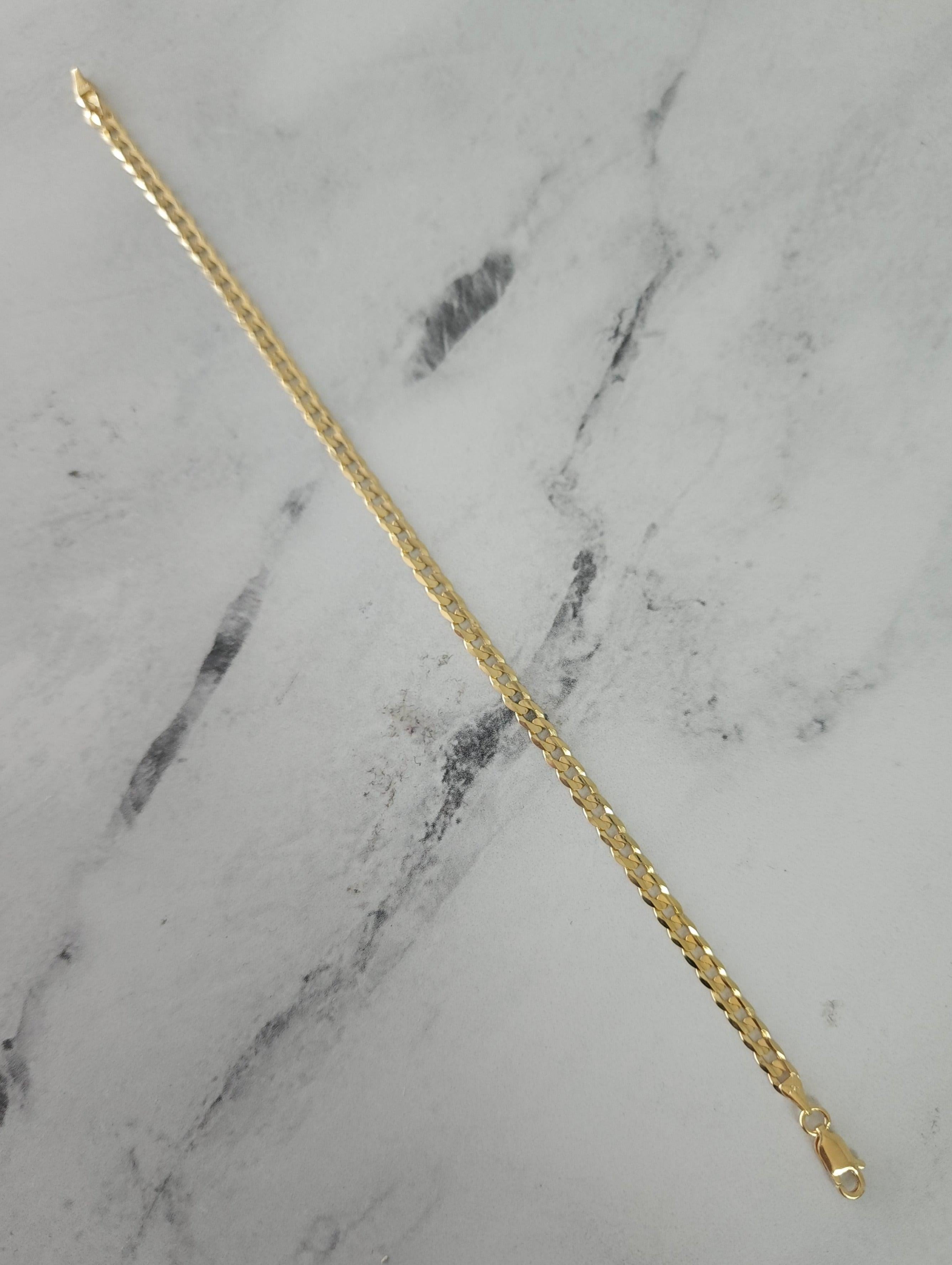 Bracciale d'oro a maglie cubane da 4 mm in oro giallo 14 carati In condizioni Nuovo in vendita a Sugar Land, TX