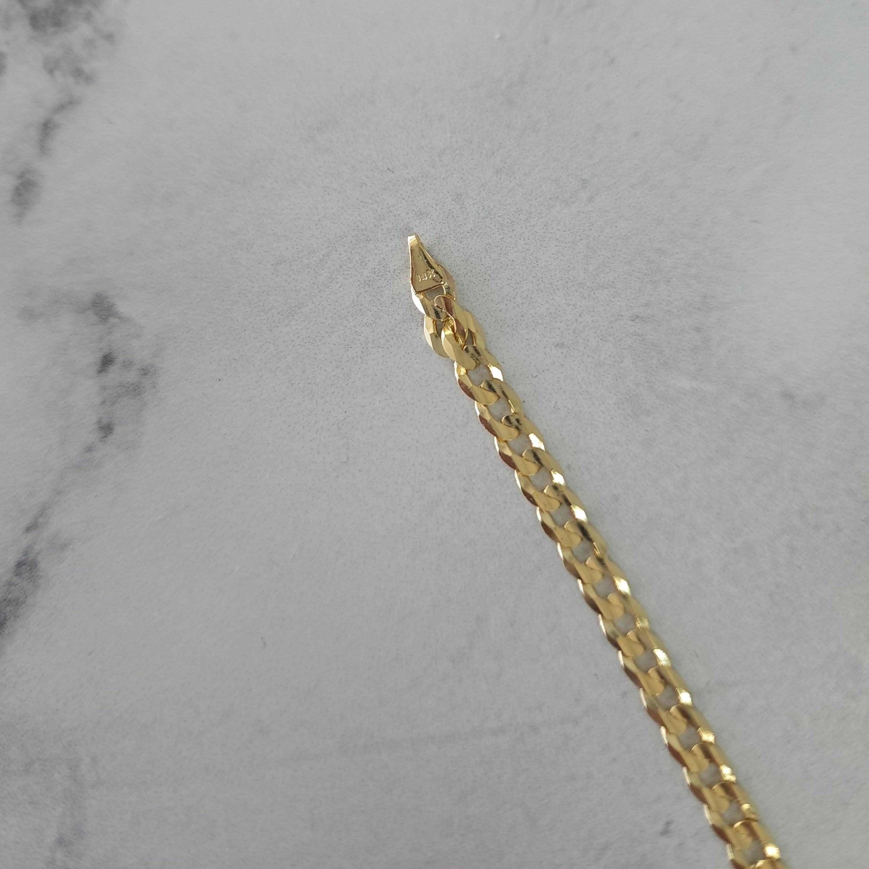 da uomo o donna Bracciale d'oro a maglie cubane da 4 mm in oro giallo 14 carati in vendita