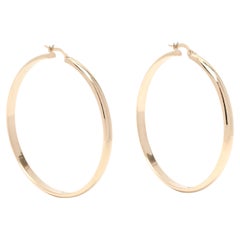 Large Gold Thin Hoop Earrings, 14K Yellow Gold