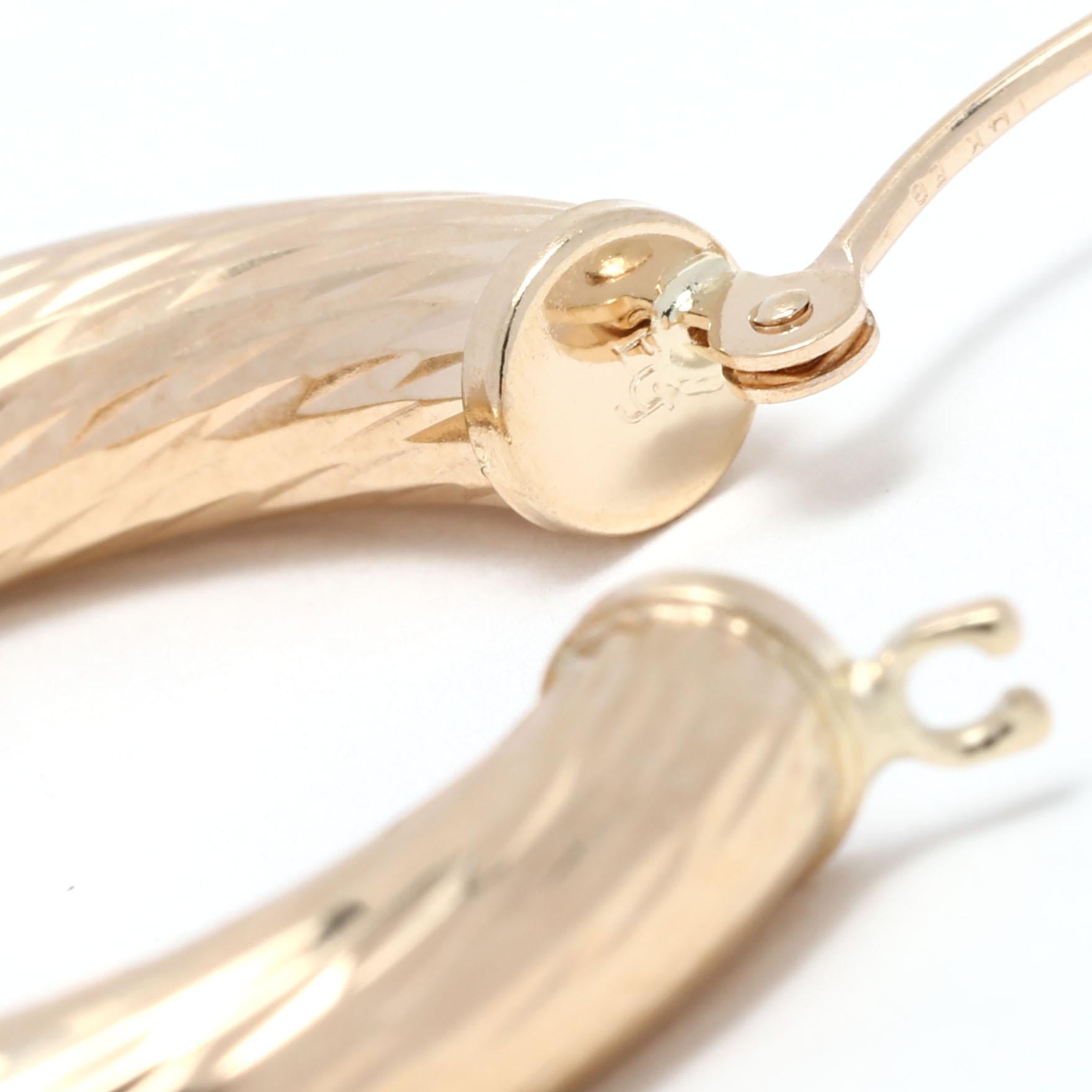 Medium Twist Gold Hoop Earrings, 14K Yellow Gold For Sale 1