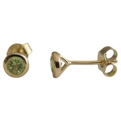 4mm Peridot Gold Plated Sterling Silver Stud Earrings
