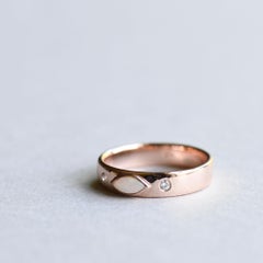 Rose Gold Band With Marquise Opal and Diamond