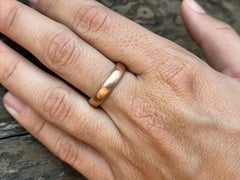 4mm Rose Gold Comfort Fit Wedding Band Hammered Matte Finish Handcrafted