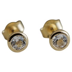 4mm White Topaz Gold Plated Sterling Silver Stud Earrings