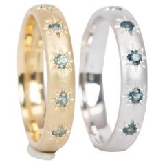 celestial wedding bands 4mm Wide Montana Sapphire Celestial Wedding Band 14k White Gold R6517