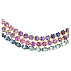 Bracciale con zaffiri rosa viola da 4 mm in oro 14K R2120