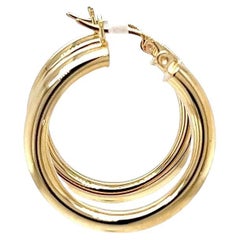 Pendientes de aro tubular de oro amarillo de 4 mm