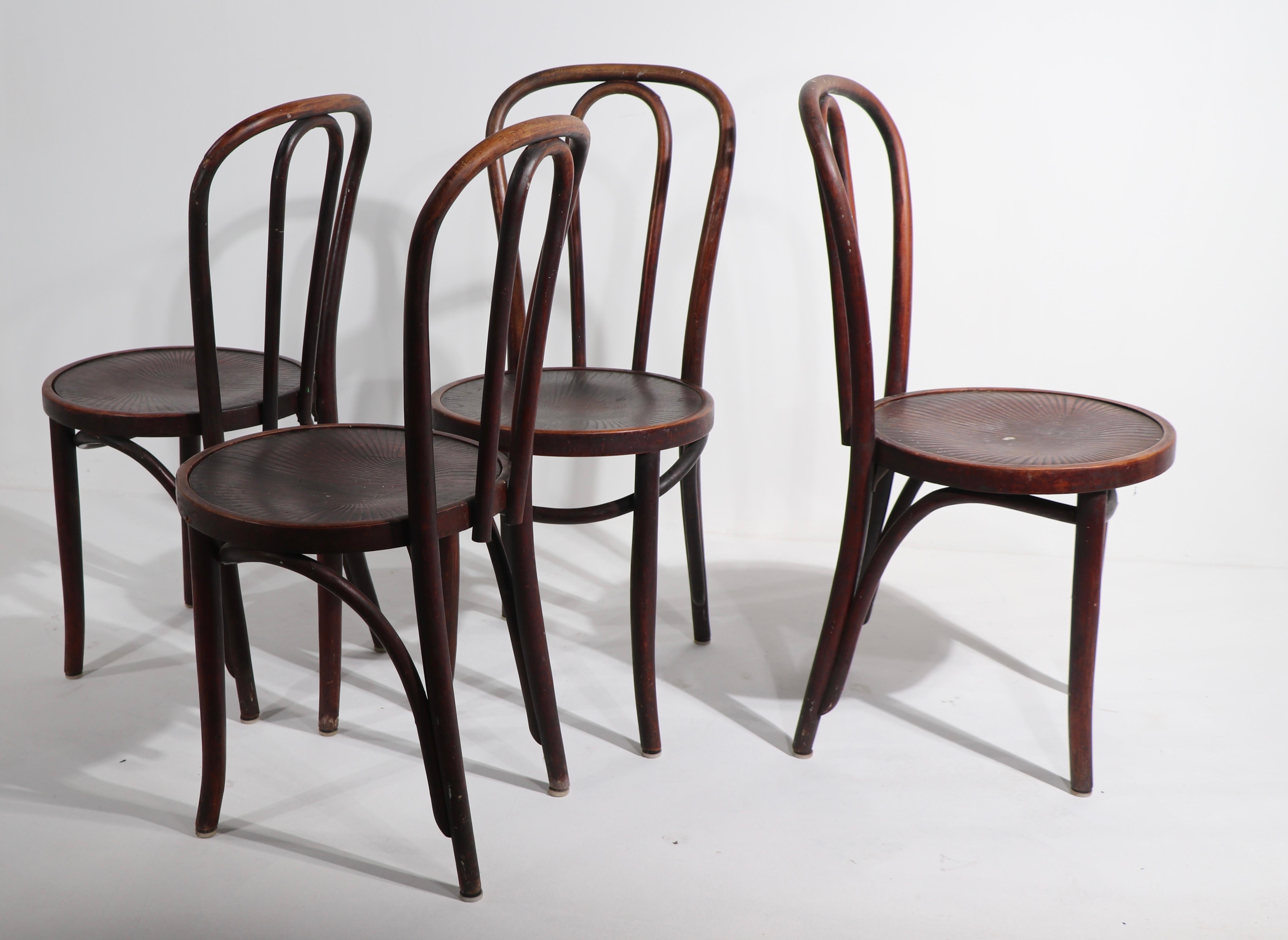 4pc, Antique Thonet Bentwood Dining Chairs Model 18 2
