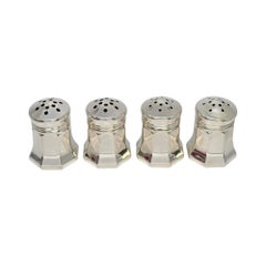 4pc Set of Cartier Sterling Silver 2 Salt & 2 Pepper Shakers with Box #19269