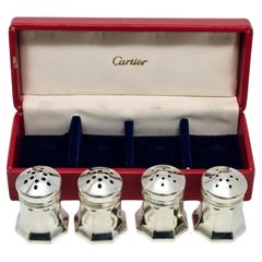 Set di 4 pezzi di 2 sali e 2 pepiere in argento sterling di Cartier con scatola #19269
