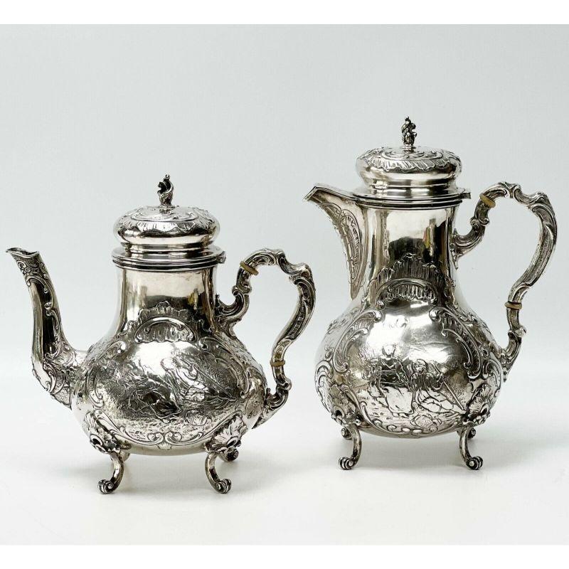 4Pc Storck & Sinsheimer Hanau Germany Silver Tea & Coffee Set, circa 1900 For Sale 2