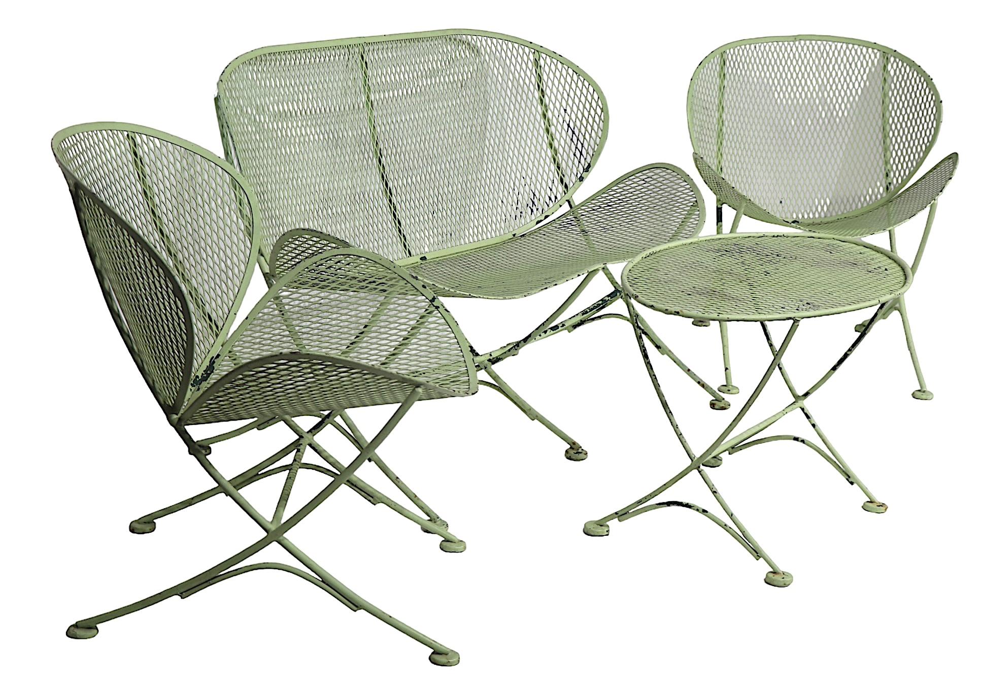 Américain Ensemble de 4 pièces Tempestini pour Salterini Orange Slice Style settee Chairs Table  en vente
