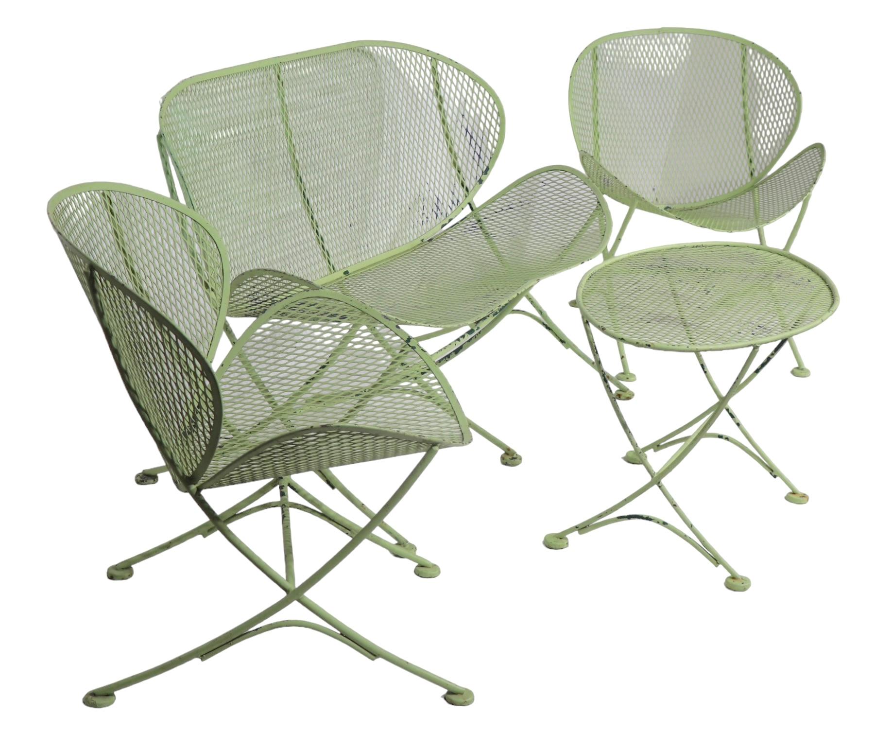Ensemble de 4 pièces Tempestini pour Salterini Orange Slice Style settee Chairs Table  Bon état - En vente à New York, NY