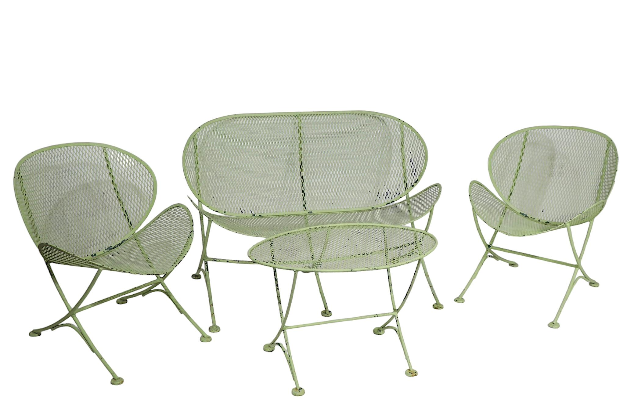 Ensemble de 4 pièces Tempestini pour Salterini Orange Slice Style settee Chairs Table  en vente 1