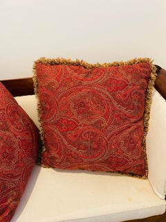 Pair of Paisley Tapestry Feather Down Large Throw Pillows