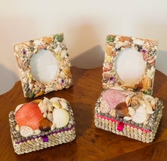 4 Sailors Valentines Shell Encrusted Boxes and Frames