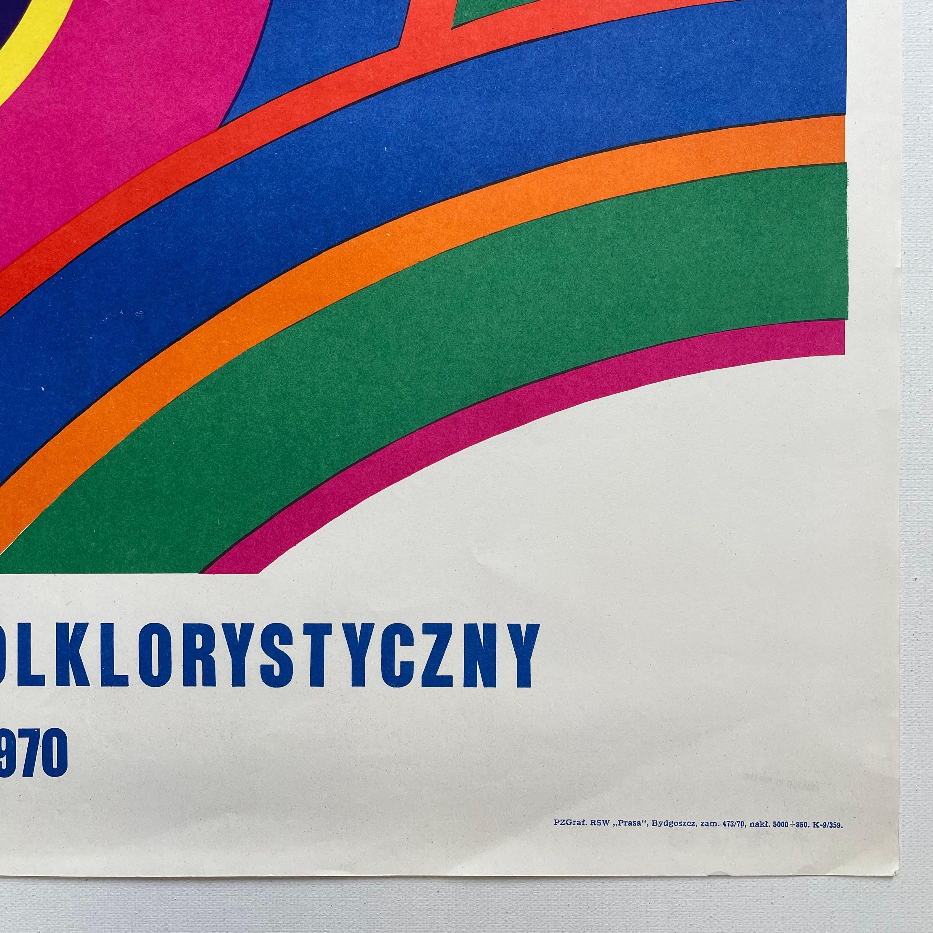Mid-Century Modern 4th National Folk Festival, Vintage Polish Poster by Waldemar Swierzy, 1970 For Sale