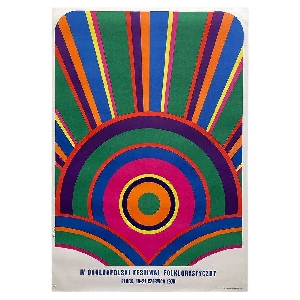 4th National Folk Festival, Vintage Polish Poster by Waldemar Swierzy, 1970 For Sale