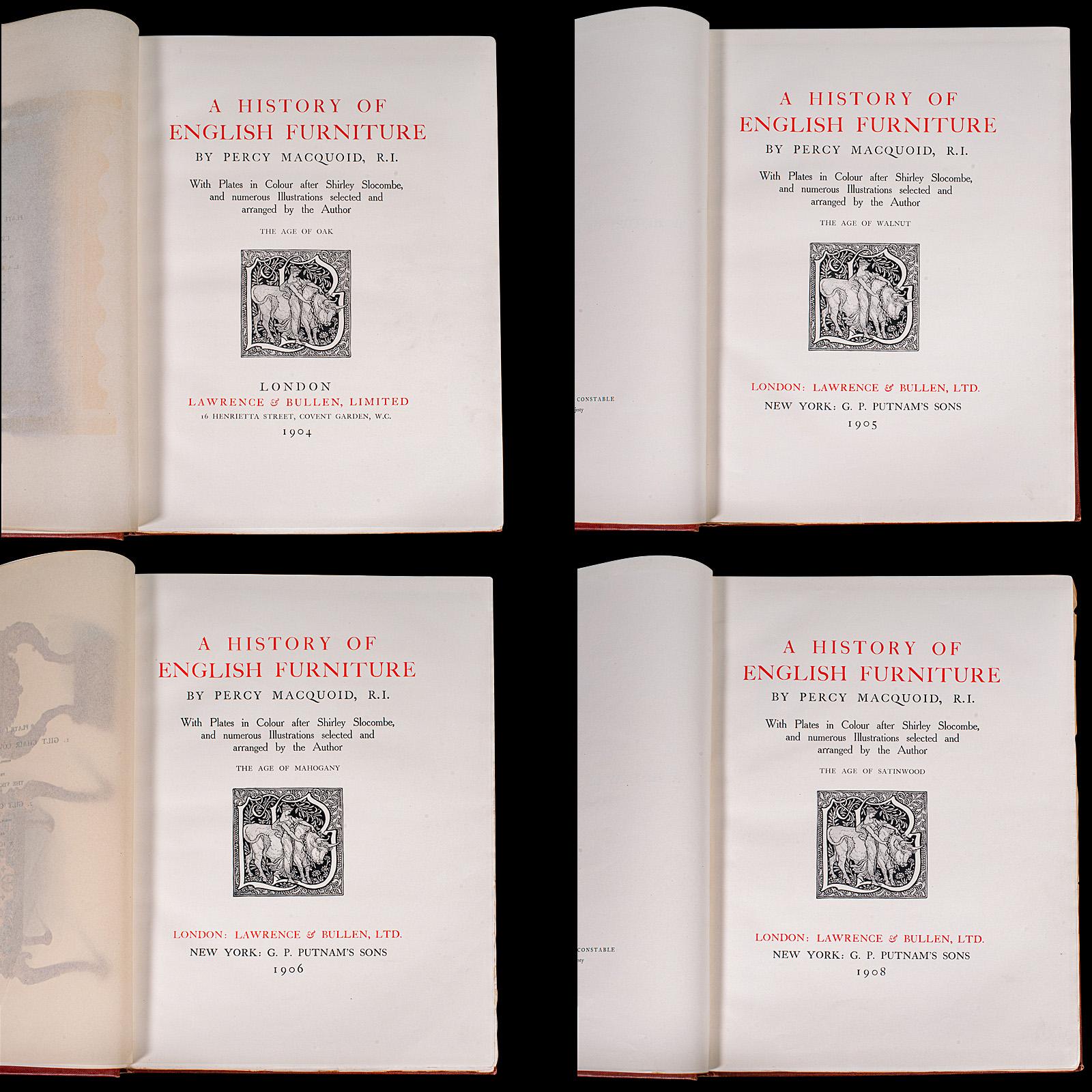 Edoardiano Set di libri di riferimento antichi da 4 volumi, mobili britannici, inglese, Macquoid, edoardiano in vendita