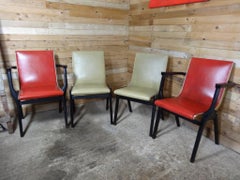 4x 1950 Stako Stunning Quattro sedie da pranzo impilabili retrò in vinile originale