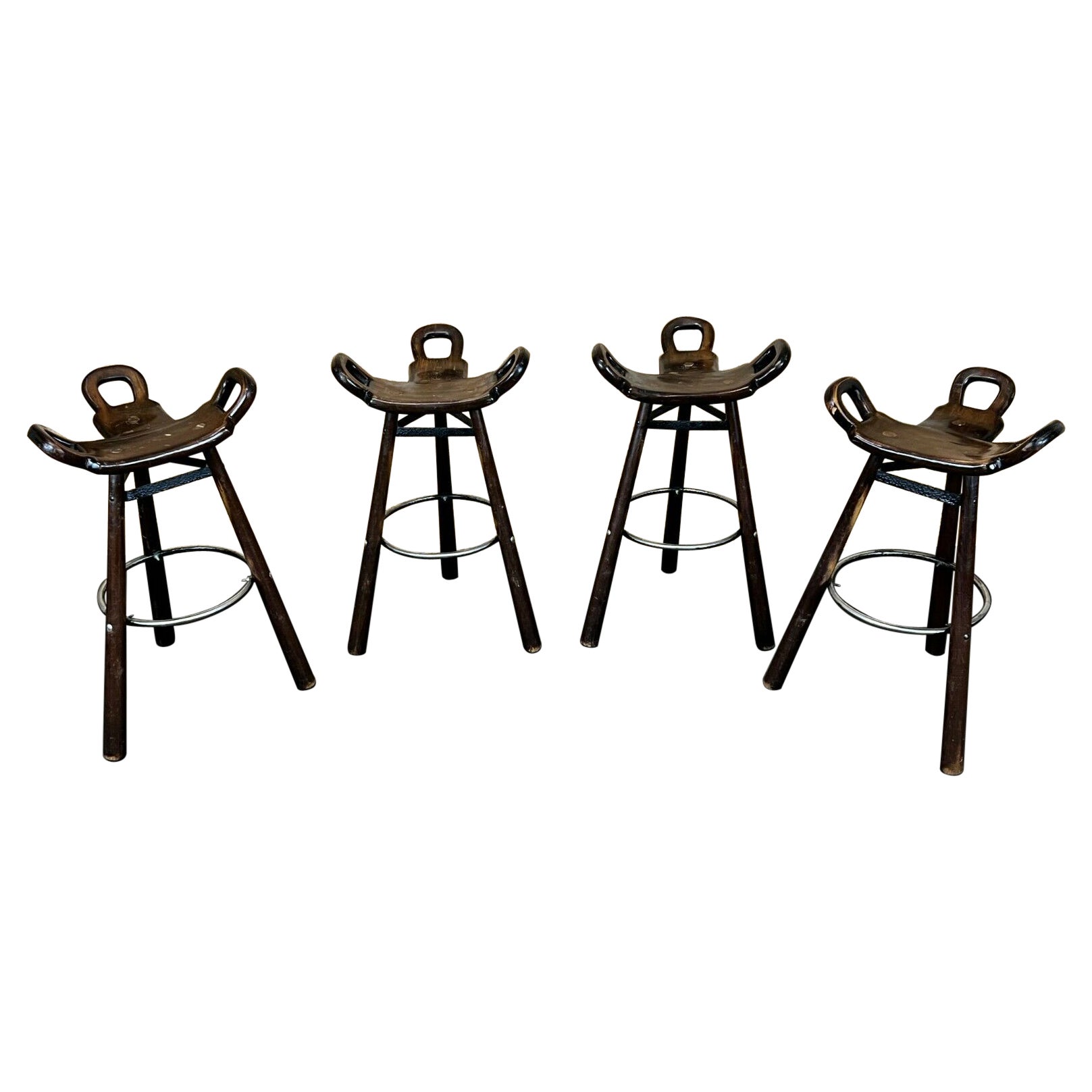 4x Sgabelli da bar anni '50-'60 Sgabelli da bar attribuiti a Carl Malmsten Svezia Design in vendita