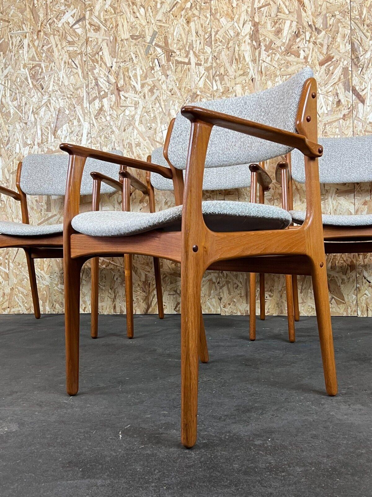 Fabric 4x 60s 70s chairs Teak Dining Chair Armchair Erik Buck O.D. furniture For Sale