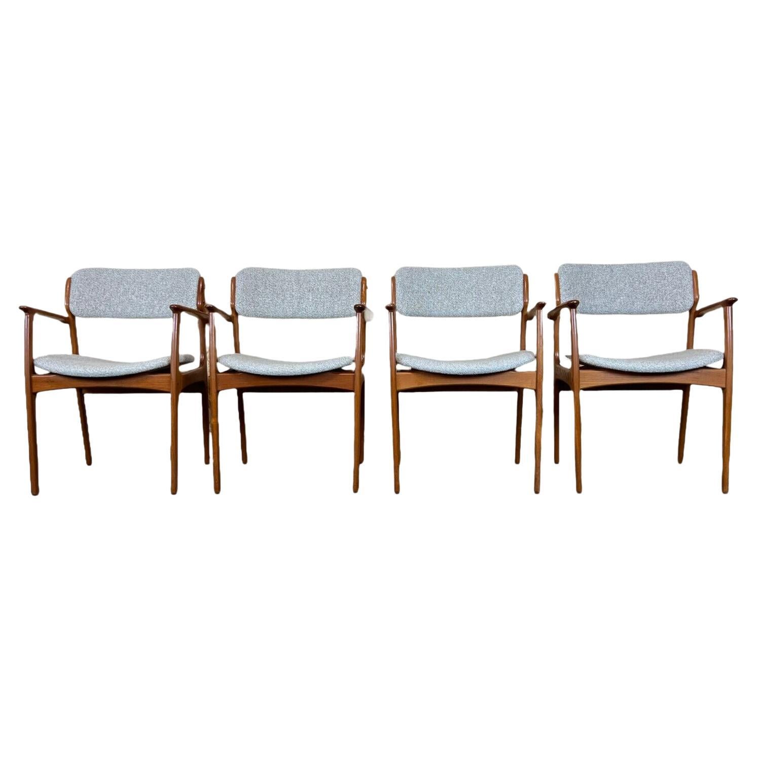 Chaises de salle à manger en teck 4x 60s 70s meubles Erik Buck O.D.