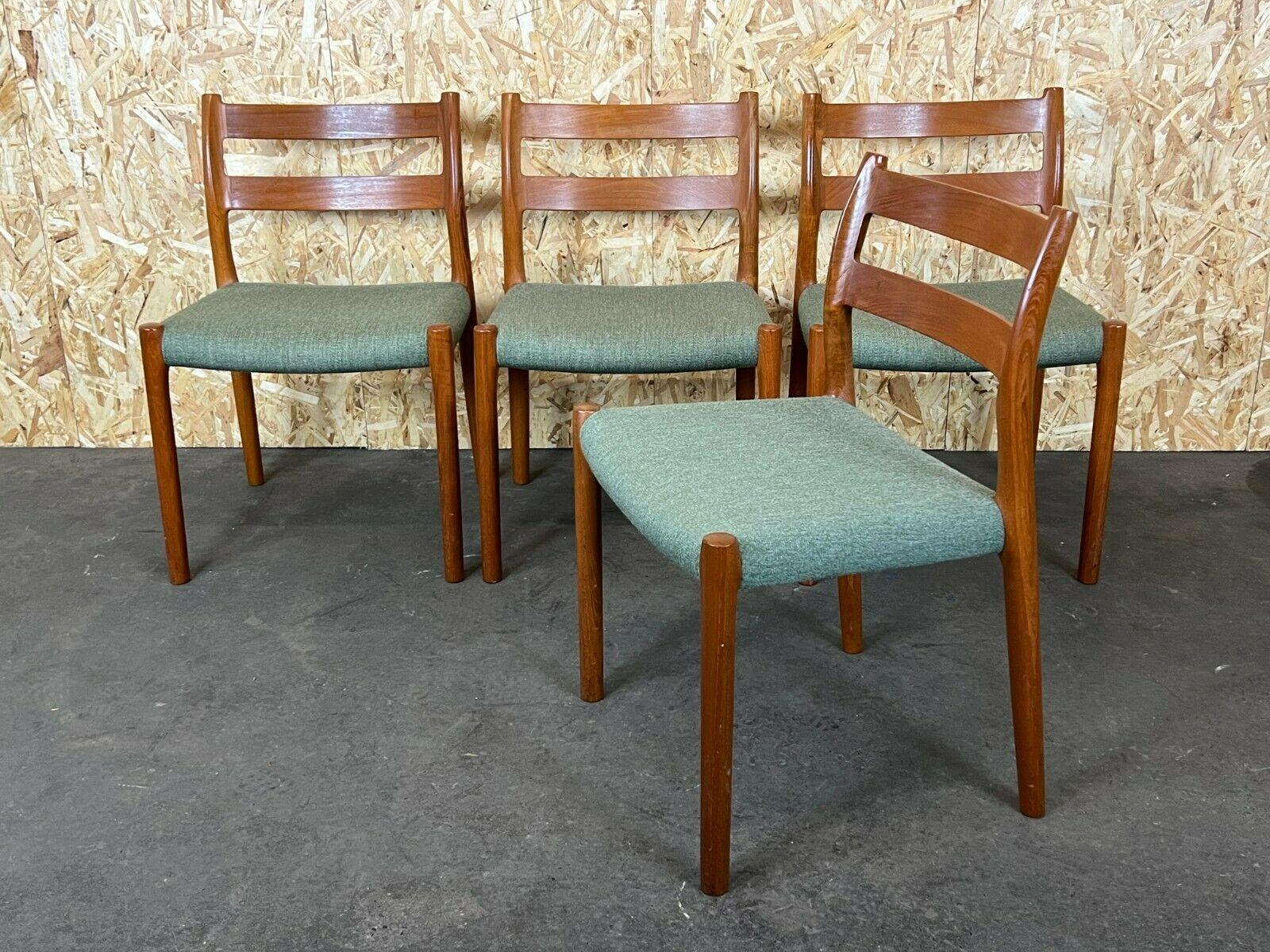 4x 60s 70s Chairs Teak Dining Chair Niels O. Möller for J.L. Moller's 60s For Sale 6