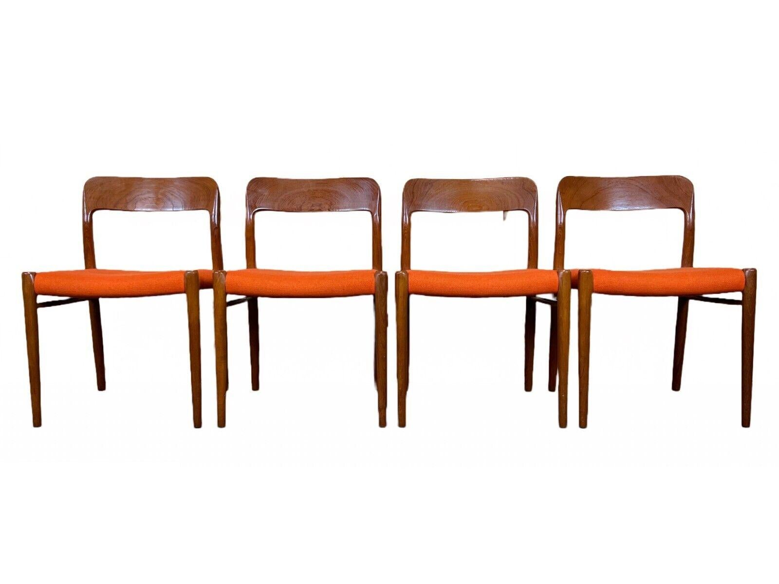 4x 60s 70s chairs teak dining chair Niels O. Möller for J.L. Moller's 60s

Object: 4x chair

Manufacturer: J.L. Mollers

Condition: good - vintage

Age: around 1960-1970

Dimensions:

Width = 51cm
Depth = 49cm
Height = 74cm
Seat