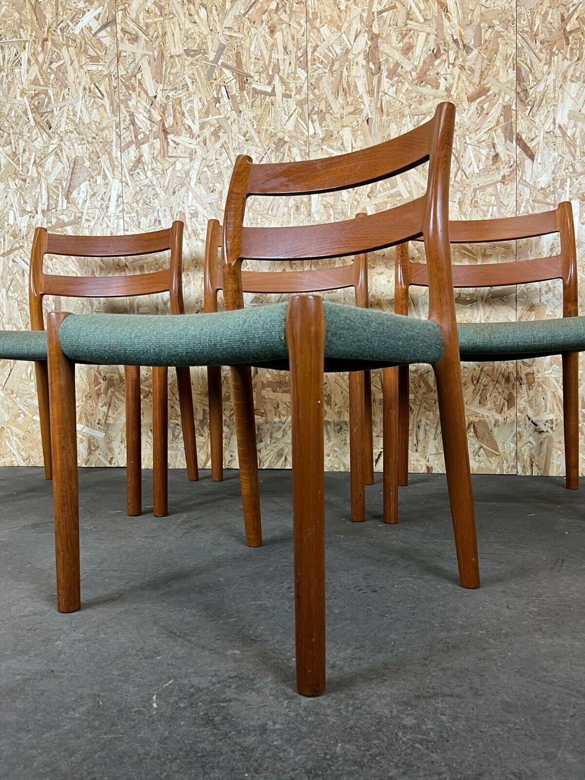 Fabric 4x 60s 70s Chairs Teak Dining Chair Niels O. Möller for J.L. Moller's 60s For Sale