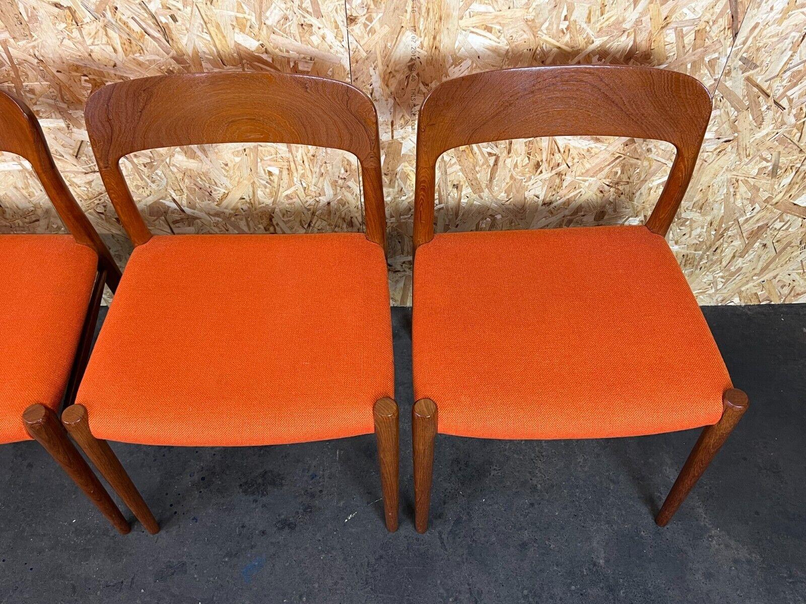 Fabric 4x 60s 70s chairs Teak Dining Chair Niels O. Möller for J.L. Moller's 60s