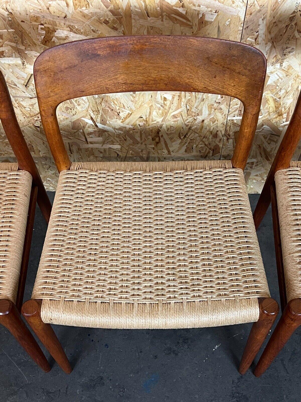 Raffia 4x 60s 70s Chairs Teak Dining Chair Niels O. Möller for J.L. Moller's, 60s For Sale