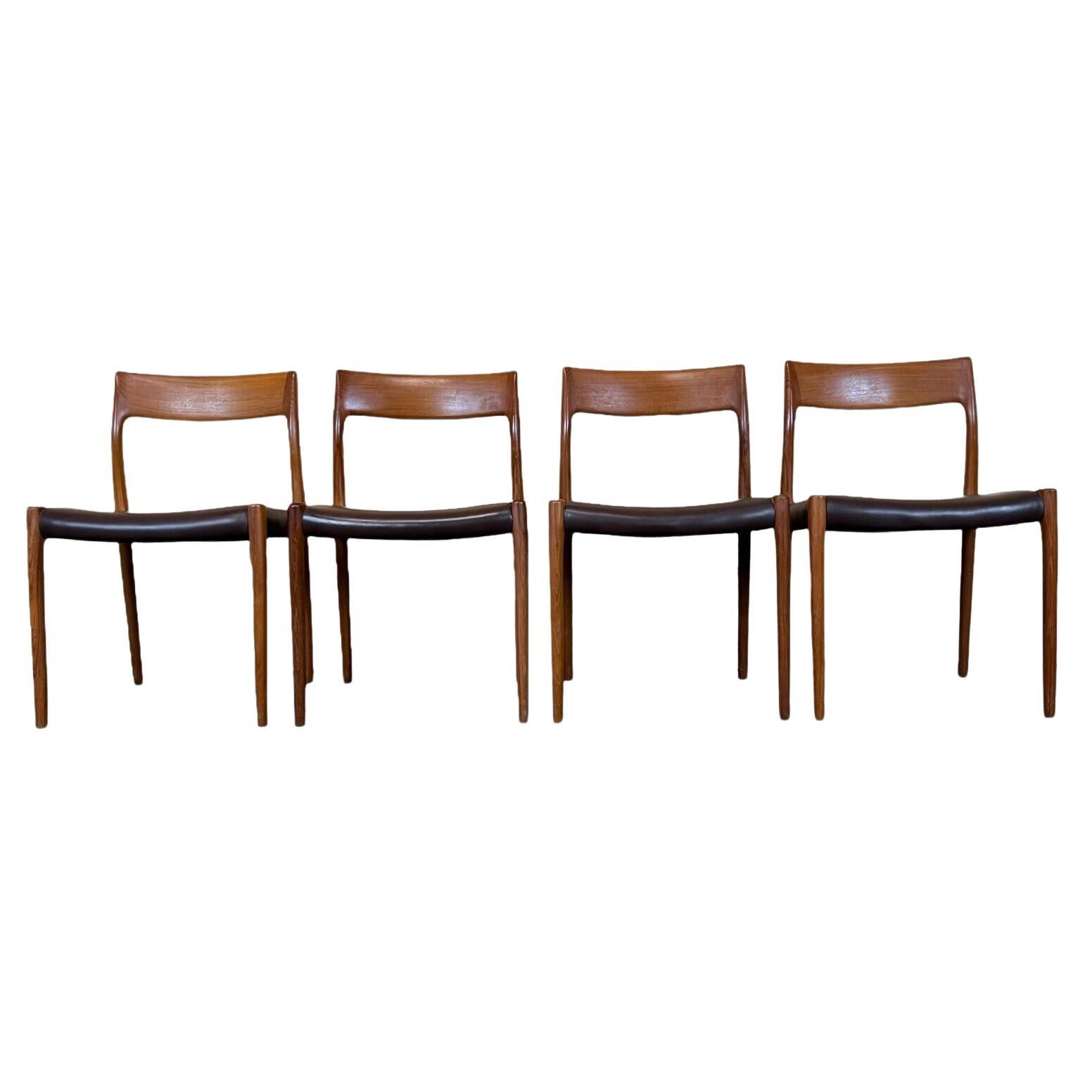 4x 60s 70s Chairs Teak Dining Chair Niels O. Möller for J.L. Moller's 60s For Sale