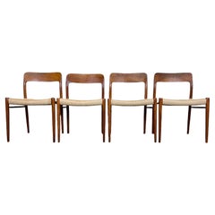 4x 60s 70s Chairs Teak Dining Chair Niels O. Möller for J.L. Moller's, 60s