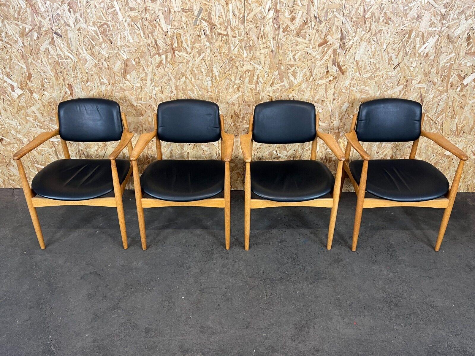 Late 20th Century 4x 60s 70s dining chair arm chair Danish design oak Denmark For Sale