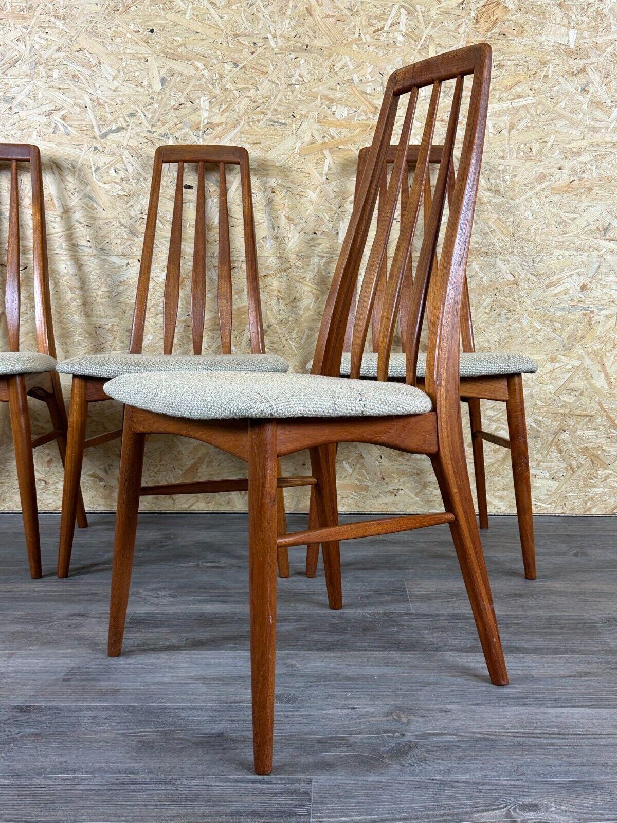 4x 60s 70s Eva teak chairs Dining Chair by Niels Koefoed for Hornslet For Sale 4