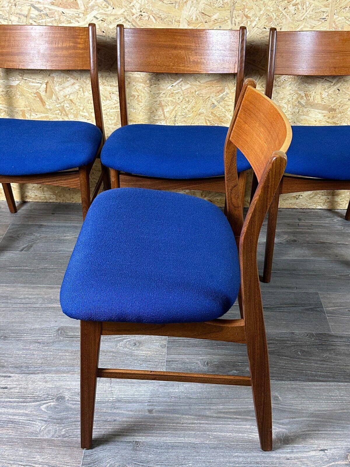 4x 60s 70s Teak Chair Dining Chair Danish Modern Design Denmark For Sale 8