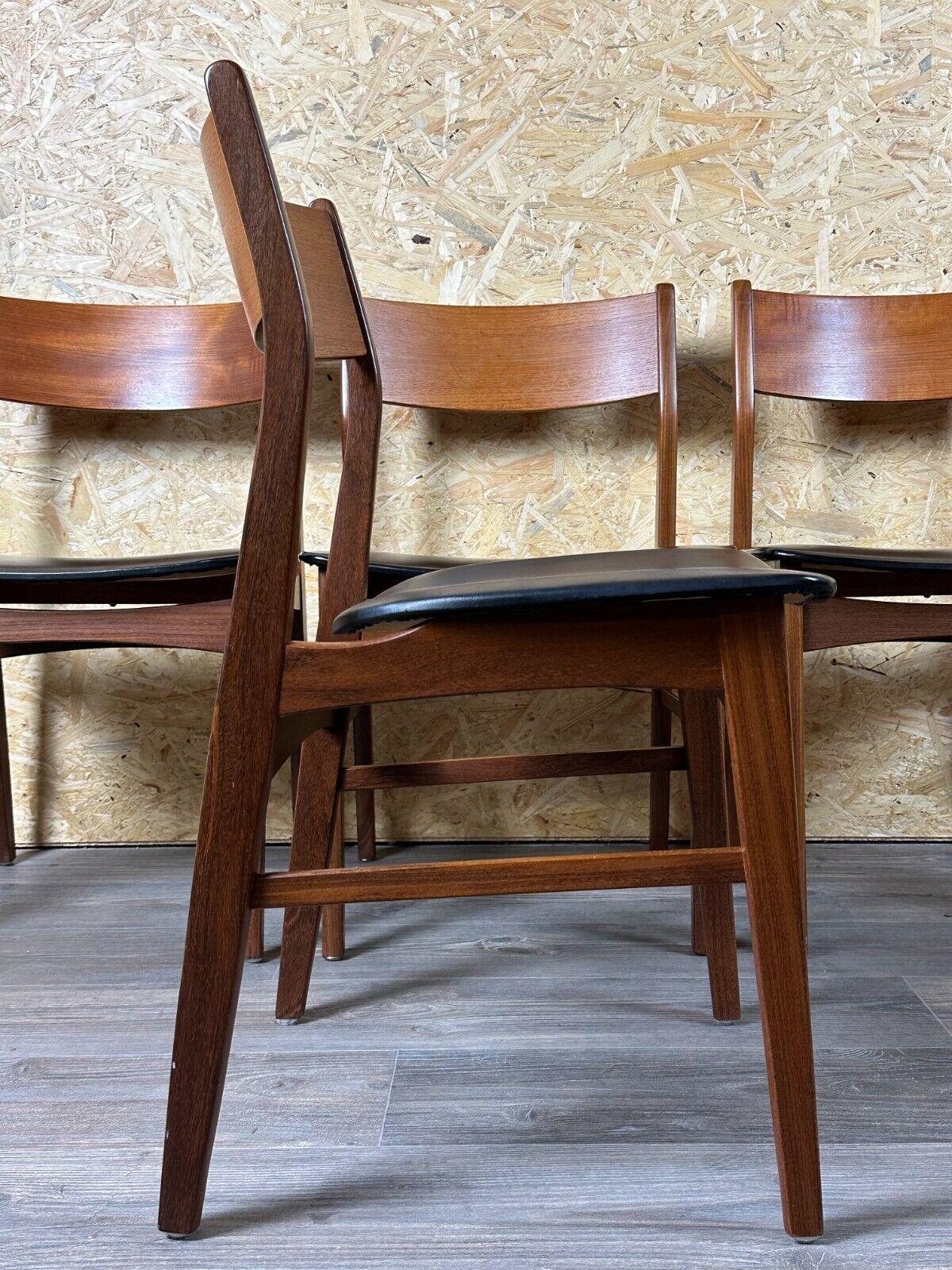 4x 60s 70s Teak Chair Dining Chair Danish Modern Design Denmark For Sale 9