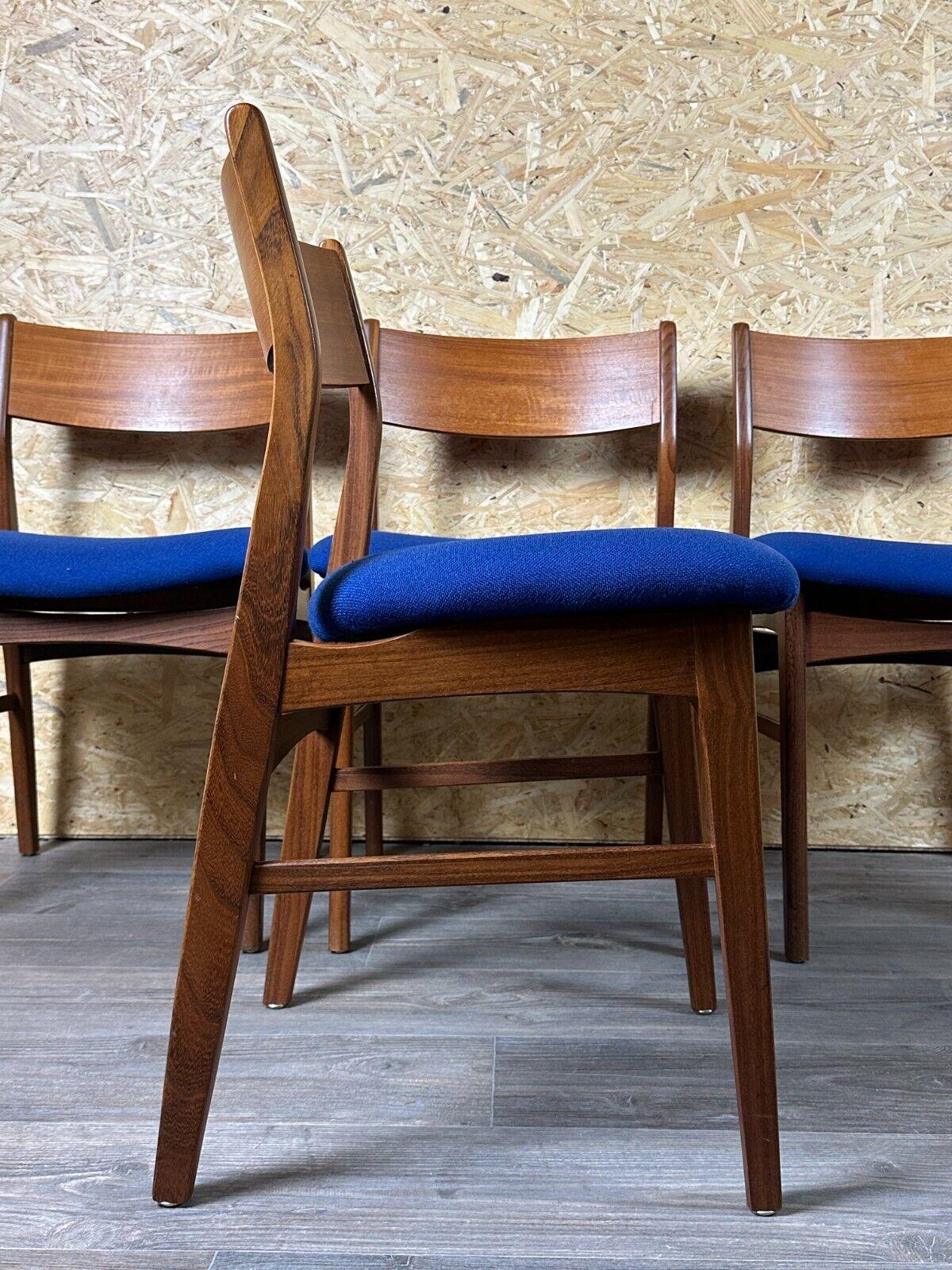 4x 60s 70s Teak Chair Dining Chair Danish Modern Design Denmark For Sale 10