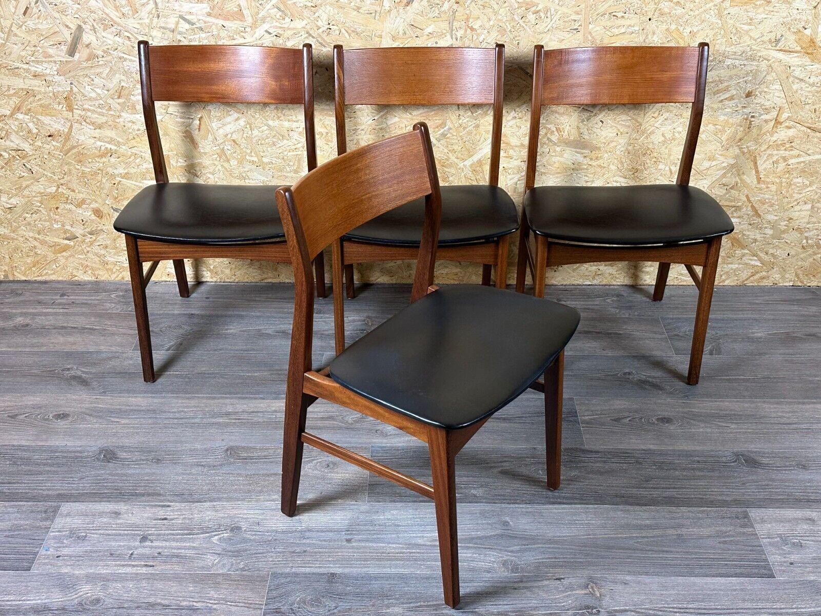 4x 60s 70s Teak Chair Dining Chair Danish Modern Design Denmark For Sale 11