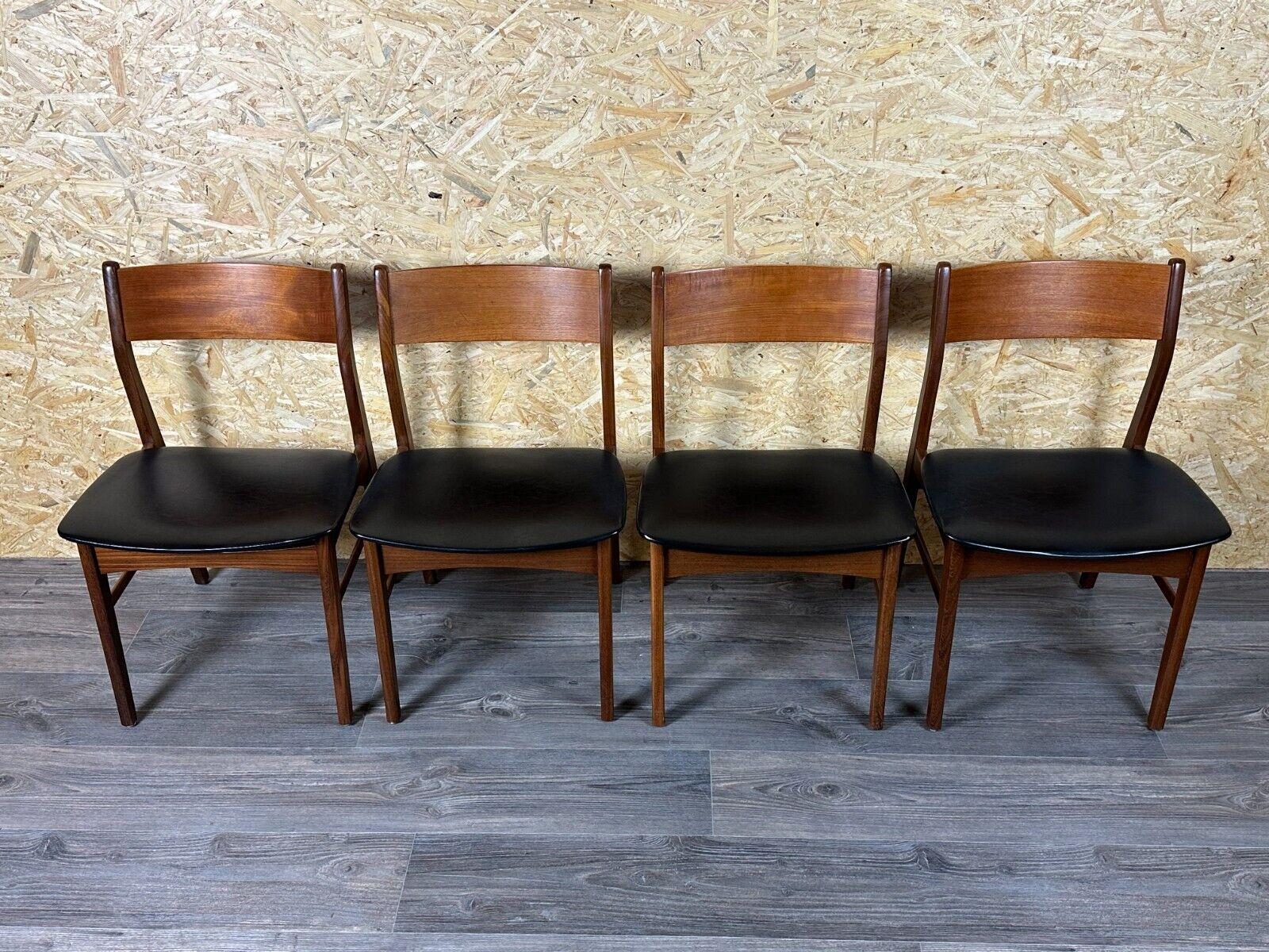 Mid-20th Century 4x 60s 70s Teak Chair Dining Chair Danish Modern Design Denmark For Sale