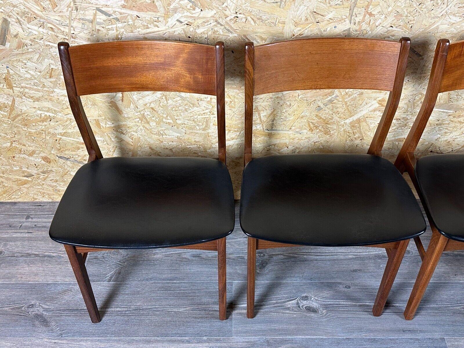 Faux Leather 4x 60s 70s Teak Chair Dining Chair Danish Modern Design Denmark For Sale